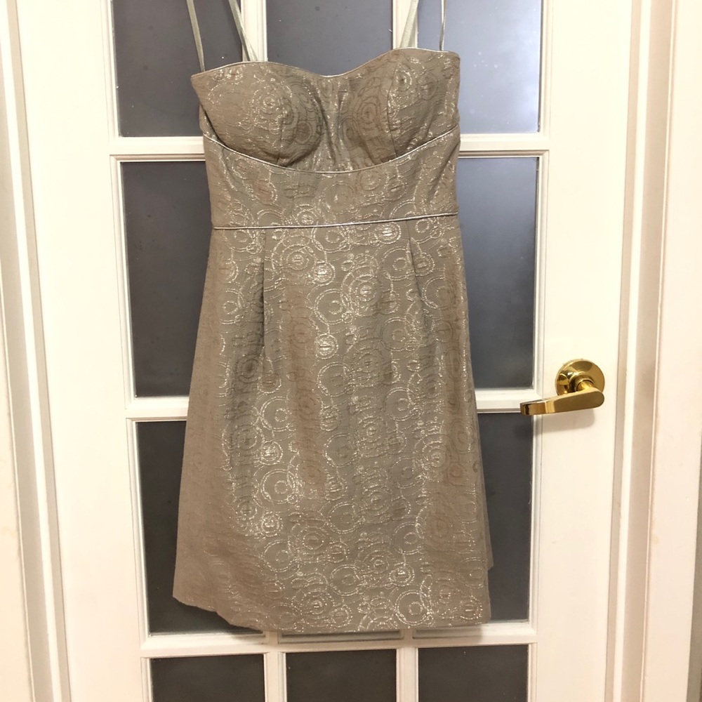 BCBG Shimmery Silver Dress